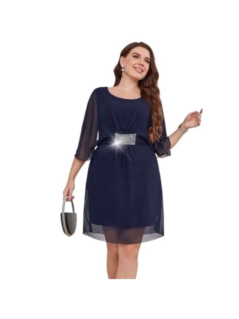 Women's Plus Size Chiffon Overlay Dress